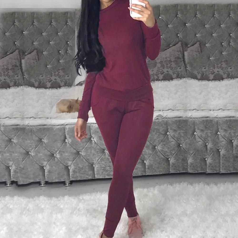 Женский спортивный костюм из 2 предметов для активного отдыха однотонный топ и