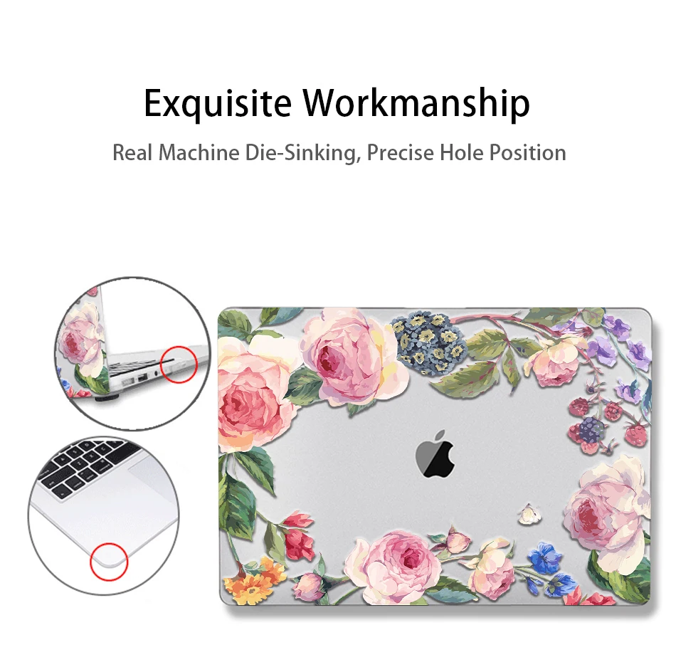 MTT чехол с цветами и кристаллами для Macbook Air Pro retina 11, 12, 13, 15, твердый цветочный чехол для mac book Pro 13,3 дюймов, сумка для ноутбука