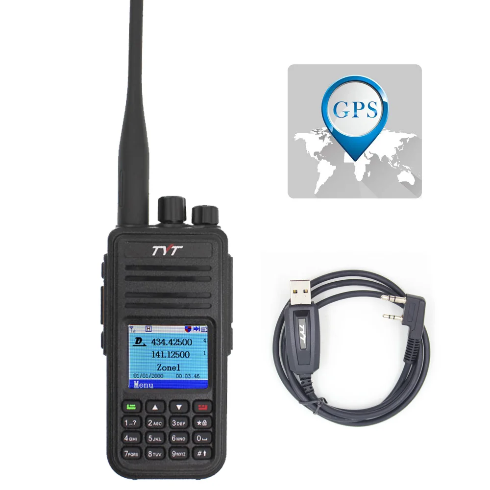 TYT MD-UV380 портативная рация Двухдиапазонная радио MD-380 MD380 VHF UHF Цифровой DMR двухстороннее радио двухдиапазонный трансивер Dlot - Цвет: MD-UV380-GPS-USB