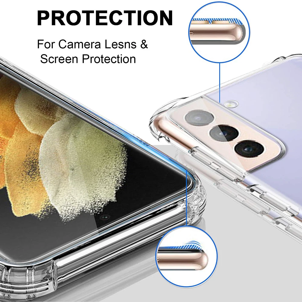 

Shockproof Silicone Phone Case For Samsung Galaxy S21 / Plus / Ultra 5G lens Protection Case for Samsung S21 5G case Back Cover