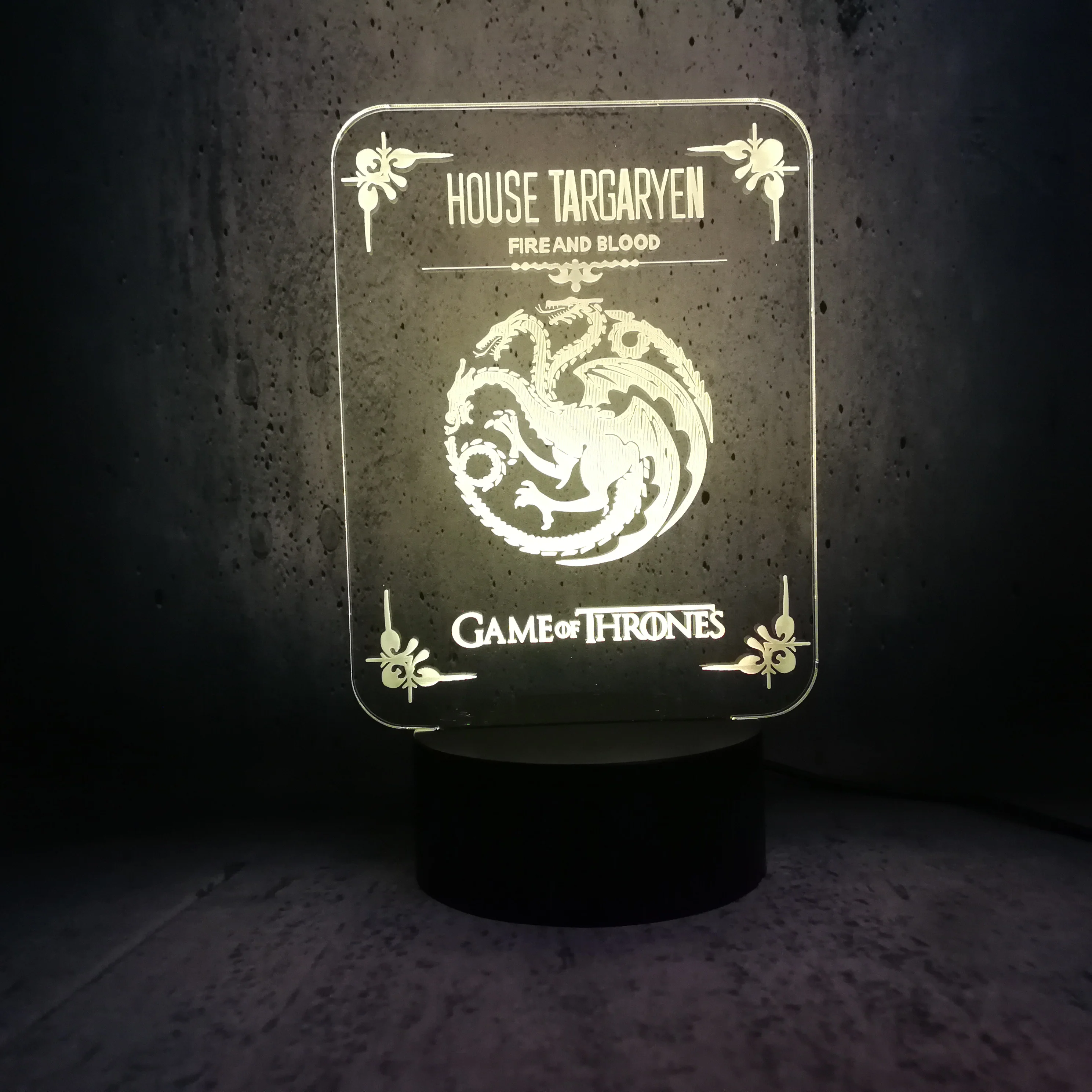 Дом Таргариенов луна лампа огонь и кровь 3D светодиодный светильник Игра