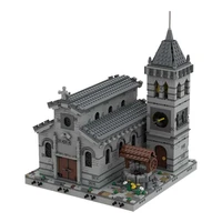 moc toys city street scene classic medieval church well building blocks modular construction block model gift for children