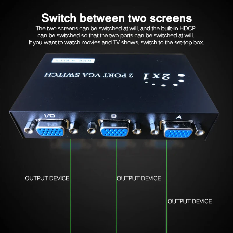2 в 1 мини Селекторный блок VGA ручной переключатель сплиттер адаптер HD для