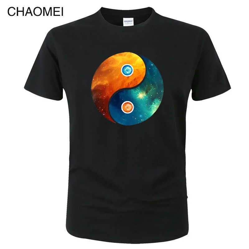 Yin Yang Space Cosmos Galaxy Universe Outerspace футболка Тай Чи Сплетница Футболка мужская Новинка