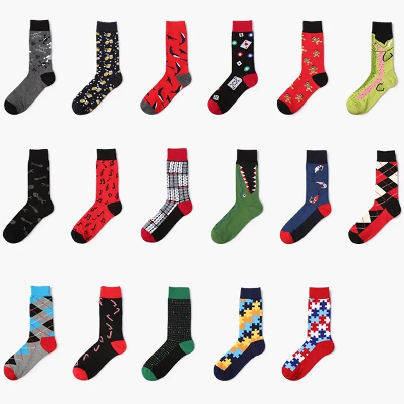 Мужские Носки с рисунком акулы крокодила утки креветки покер головоломка