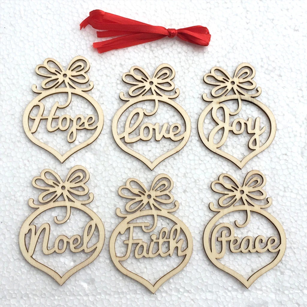 Набор из 6 деревянных МДФ Faith Noel Hope Love Joy метки рождественские украшения | Дом и сад