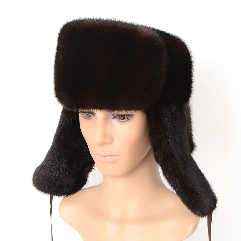 Men Hat Casual Autumn And Winter Black Mink Hat For Man Russian New Winter 2020 Fashion Fur Mink Hats Women