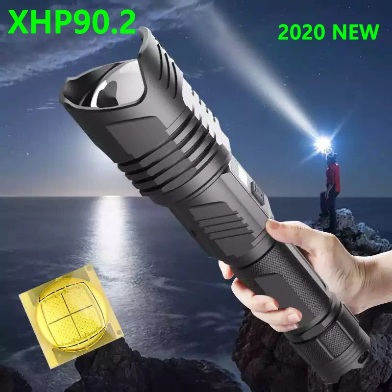 저렴한 2020 새로운 XHP90.2 가장 강력한 LED 손전등 48W USB 충전식 LED 토치 XHP90 전술 손전등 26650 18650 손 램프