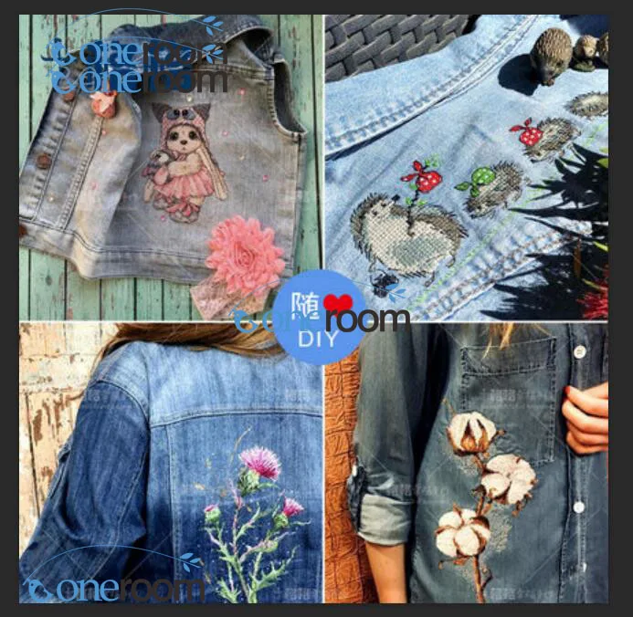 

Cross Stitch Kit satchel water soluble cloth household goods cute little fox Satchel