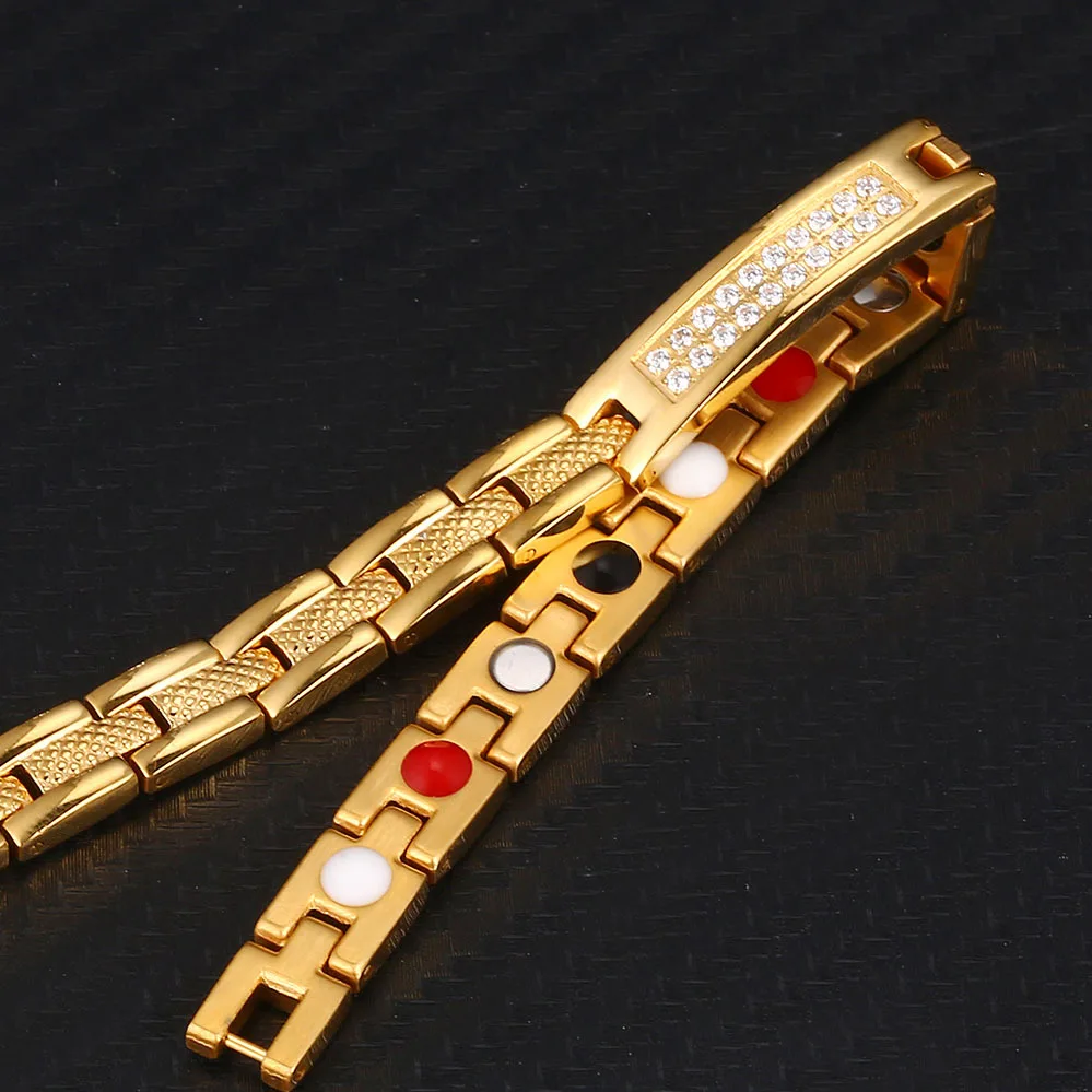 NHGBFT мужской браслет из нержавеющей стали Германий Энергии Женские CZ магнитные