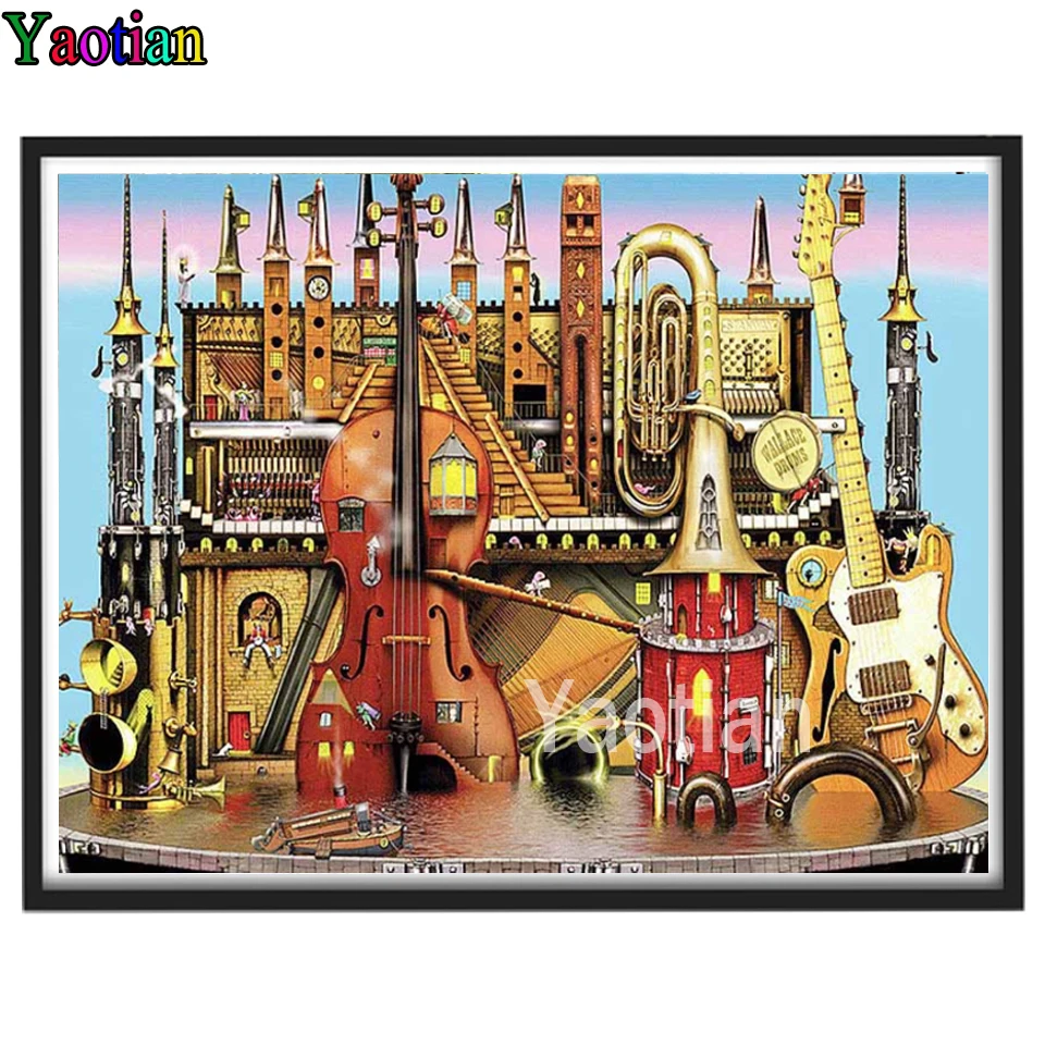 

5D Diy Diamond Embroidery Cross Stitch Musical Instrument Castle Art Diamond Painting Full Square/Round Dill Mosaic Home Decor
