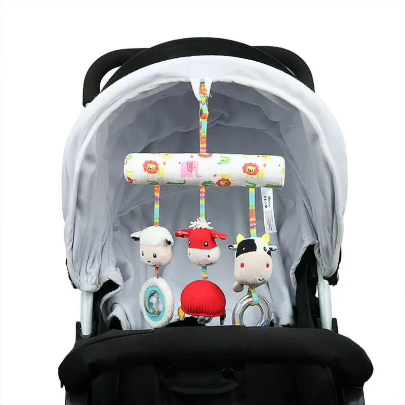 

Baby Trolley Bed Bell Pendant Stroller Car Seat Hanging Plush Farm Cartoon Animal Sheep Cow Handbells Sound Toys Bedding Sets