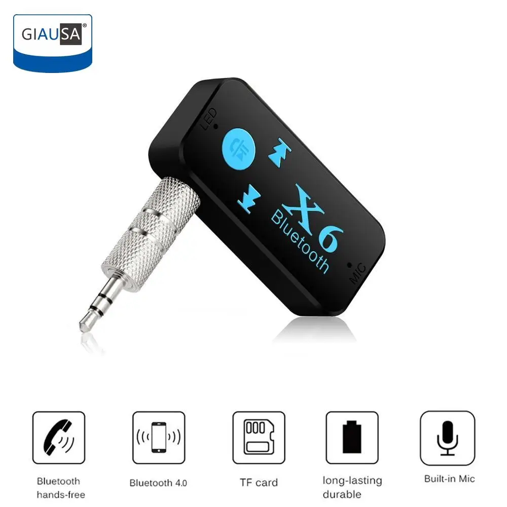 GIAUSA X6 Универсальный Bluetooth приемник V4.1 Поддержка TF карты Handfree вызов музыкальный плеер телефон автомобиль AUX вход/выход MP3 музыкальный плеер
