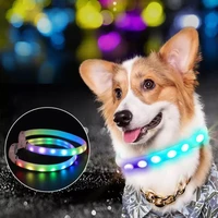 usb rechargeable pet dog led glowing collar pet luminous flashing necklace outdoor walking dog night safety collar pet supplies