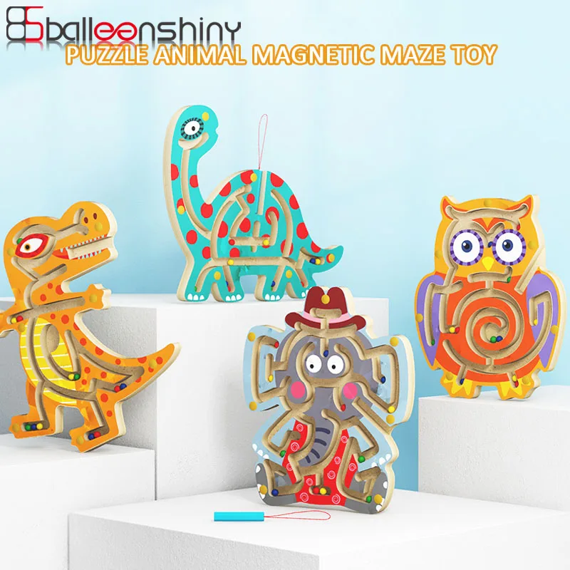 

Balleenshiny Baby Wooden Toys Magnetic Maze Wooden Toy Jigsaw Puzzles Montessori Early Learning Baby Toys For 4-6Y Kids Toys