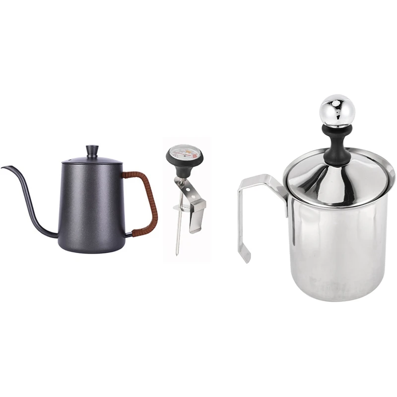

Manual Milk French Press Coffee Maker Stainless Steel & Drip Kettle 600Ml Coffee Teapot Non-Stick Stainless Steel