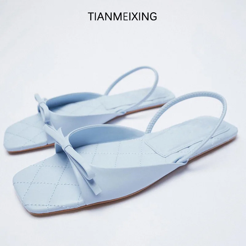 

Босоножки женские на плоской подошве, с открытым носком, с квадратным носком, лето 2021