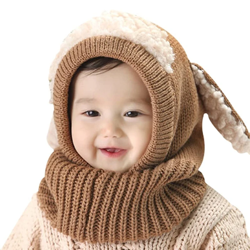 

Baby Winter Hat Thick Woolen Warm Hat and Scarf Set For 6-36Months Kids Windproof For Boys Girls Snow Neck Warmer Skull Cap