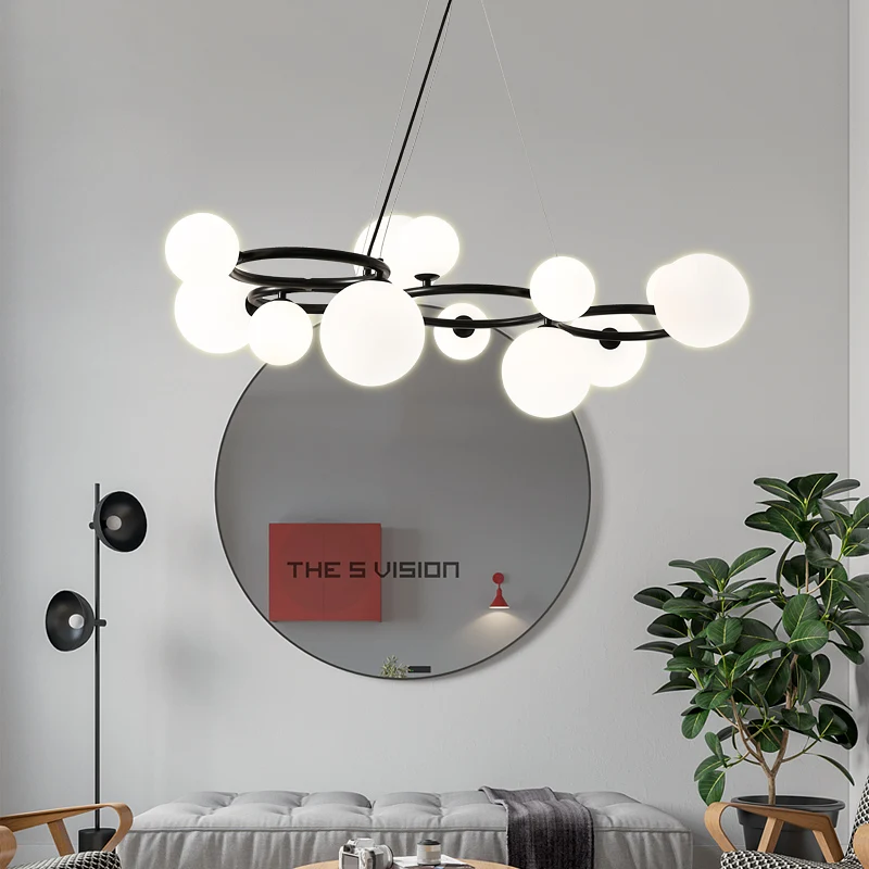 Стеклянные шаровые подвесные светильники в скандинавском стиле дизайнерские