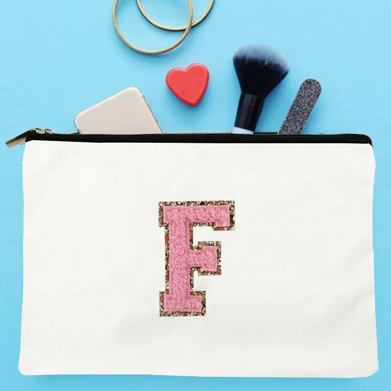 

Women pink Letter F Printed Make up bag Fashion Women Cosmetics Organizer Bag for Travel Colorful Storage Bag for Lady Bag