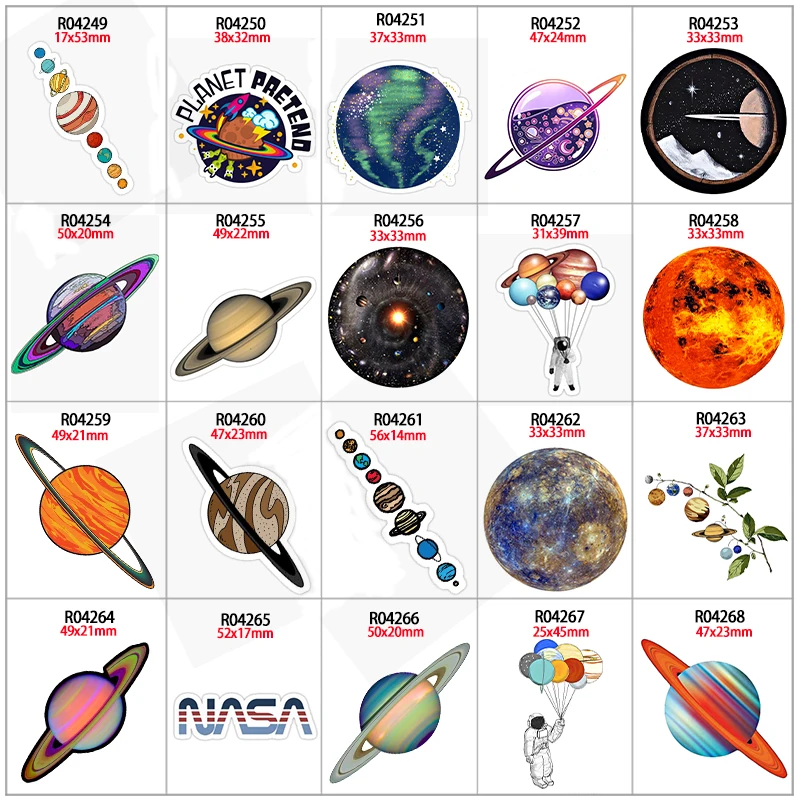 

DIY Resins Planet Pattern Planar Resin Printed for Hair Bows Clips Decorations 10pcs