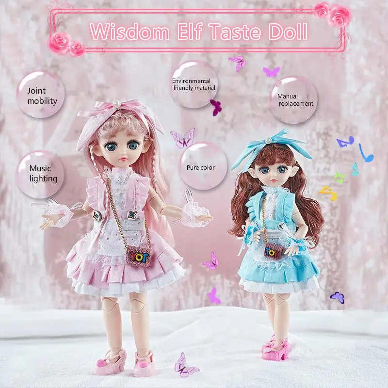 Музыкальная подсветка эльф кукла 30 см сменный костюм свадебное платье Принцесса