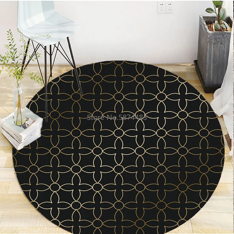 Геометрический напольный ковер скандинавский круглый коврик с принтом