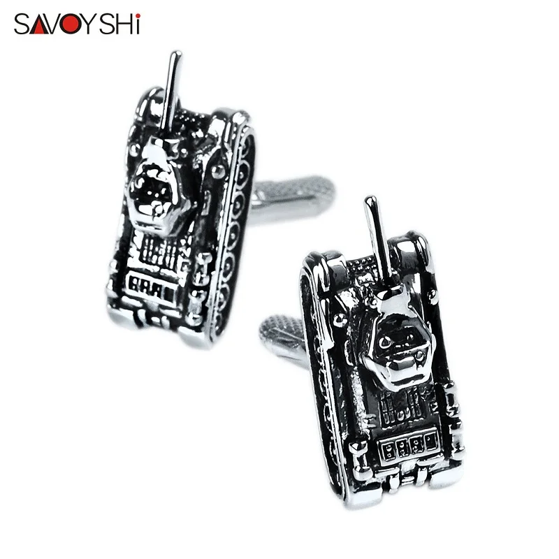 Cufflinks SAVOYSHI Модные Танки Запонки мужские рубашки запонки высокого качества новые крашеные запонки серебряные брендовые ювелирные изделия оптом - Окраска металла: Cufflinks