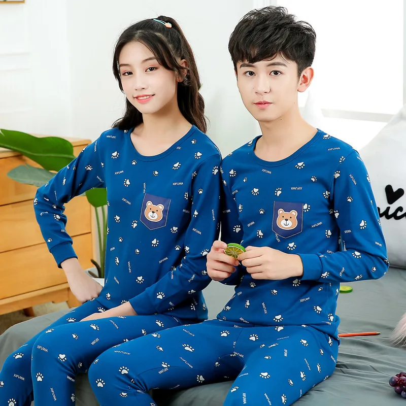 

Autumn Winter Big Boys Girls Clothes Pajamas Sets Cotton Pyjamas Kids Sleepwear Child Homewear Teenager Long-sleeve Pijamas Suit