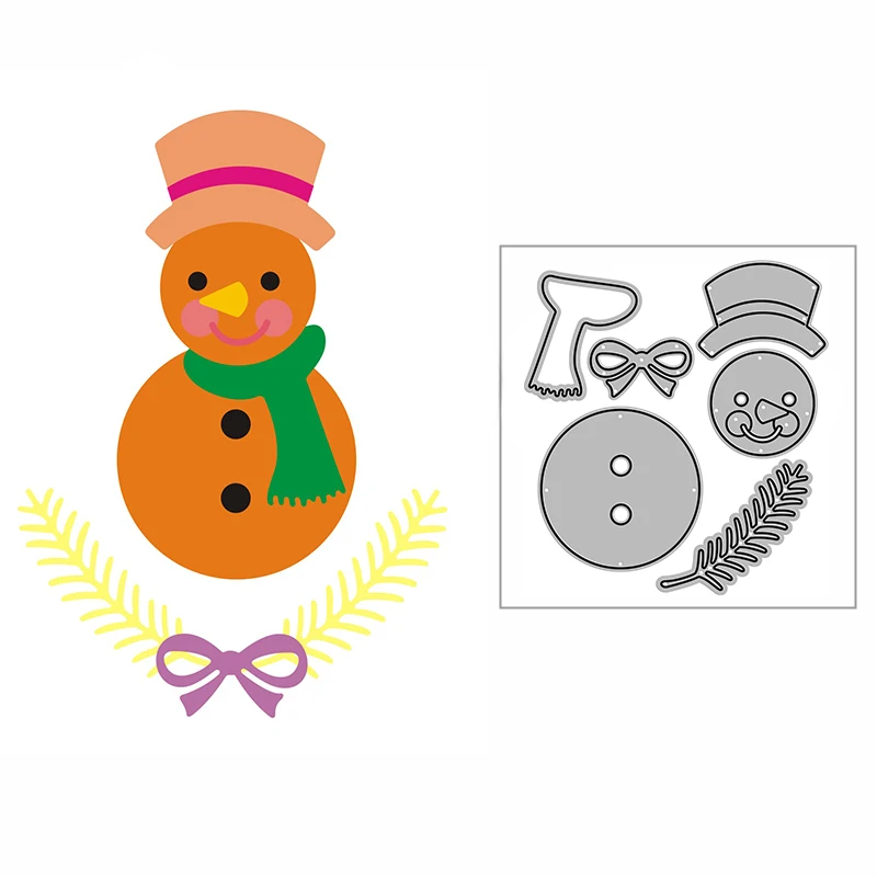 Пресс-форма для снеговика, шляпы, венка, ремесла 2021, металлические пресс-формы для творчества, декоративный альбом для скрапбукинга, открыто...