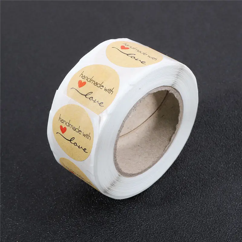500pcs/Roll Round Thank You With Love Heart Labels Stickers DIY Gift Wedding Decoration Candy Box Decor Sealing Label Sticker | Дом и сад