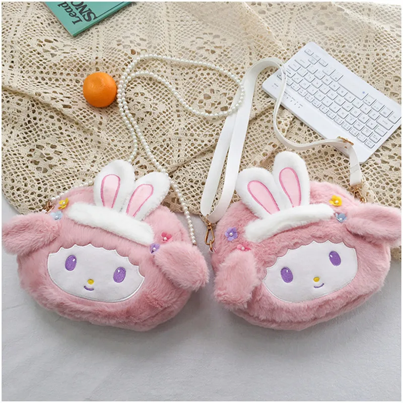 

Women New cute little rabbit plush doll shoulder bag Japanese girl Fur cartoon mobile phone bag