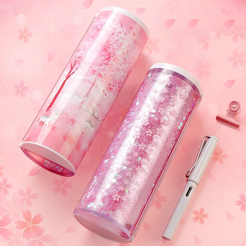 Чехол для карандашей с зыбучим песком Цилиндрическая Коробка канцелярских