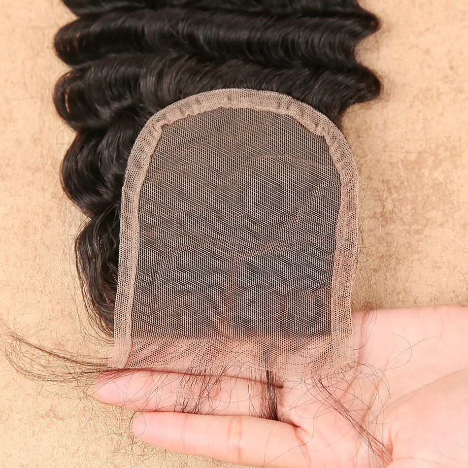 Wigirl волосы бразильские кружева Закрытие 4*4 глубокая волна средняя часть стиль с