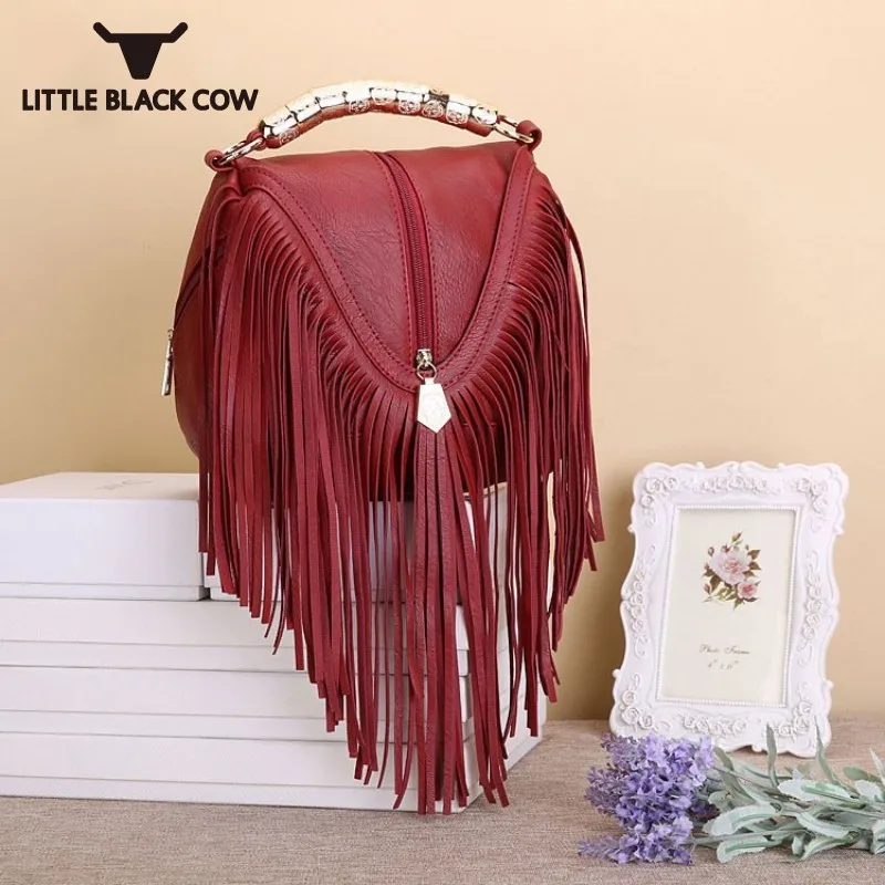 

Spring Pu New Ladies Leather Handbag Fashion Tassel Small Bags Women Casual Shoulder Crossbody Bag Multicolors Dames Tassen