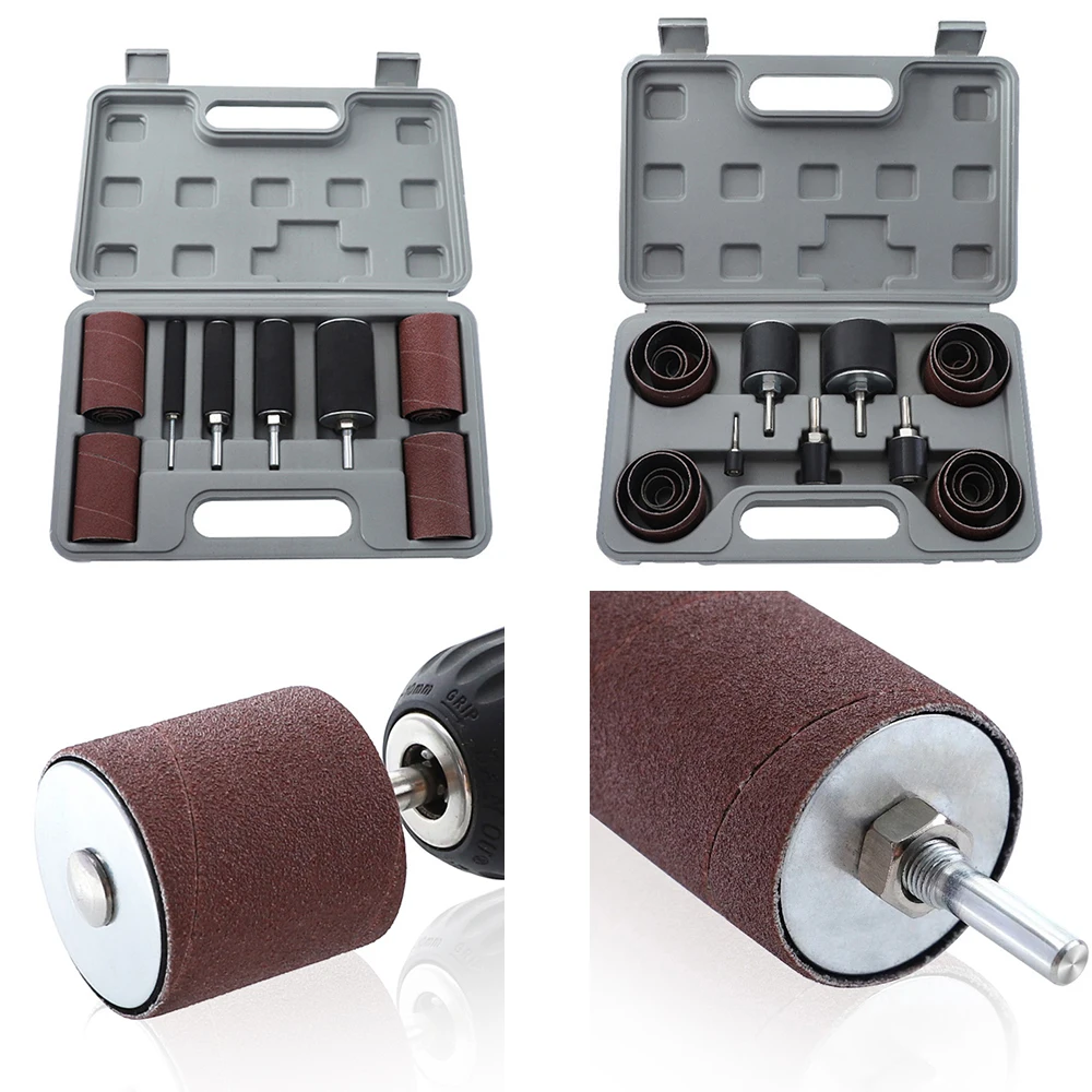 

Drum Sander Kit Sandpaper Long Short Drill Sanding Drum With Spindle Grit 80 120 Sander Sleeves for Woodworking Metalworking