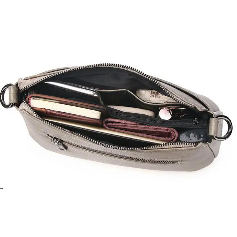 

Simple Casual Genuine Leather Women Bag Multi Layer Design Armpit Shoulder Bag Cowhide Leather Crossbody Lady Totes Handbag