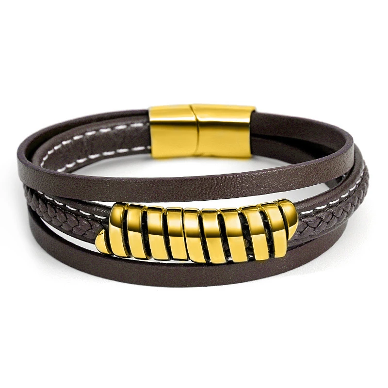 Кожаные браслеты ручной работы классический мужской браслет двойной круг