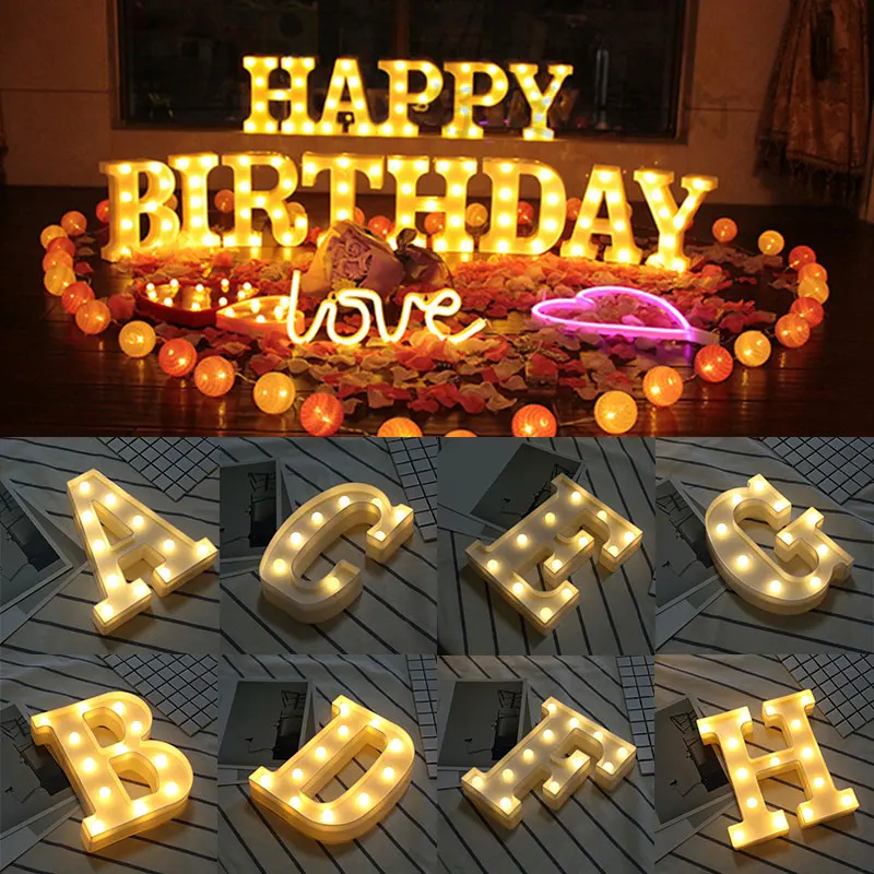 Светящиеся светодиодные буквы с английским алфавитом 26 дюймов креативная