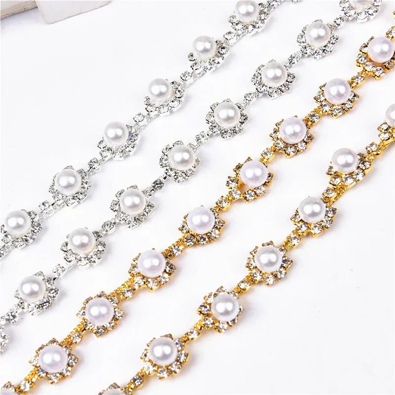 1 см широкая жемчужная цепочка Хрустальный бриллиант Подсолнух с