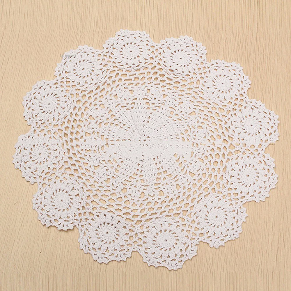 

Garden Round Cotton Handmade Crochet Lace Table Mat Flower Coaster Dining Mat Coffee Tea Mat Wedding Mat Table Mat Decoration