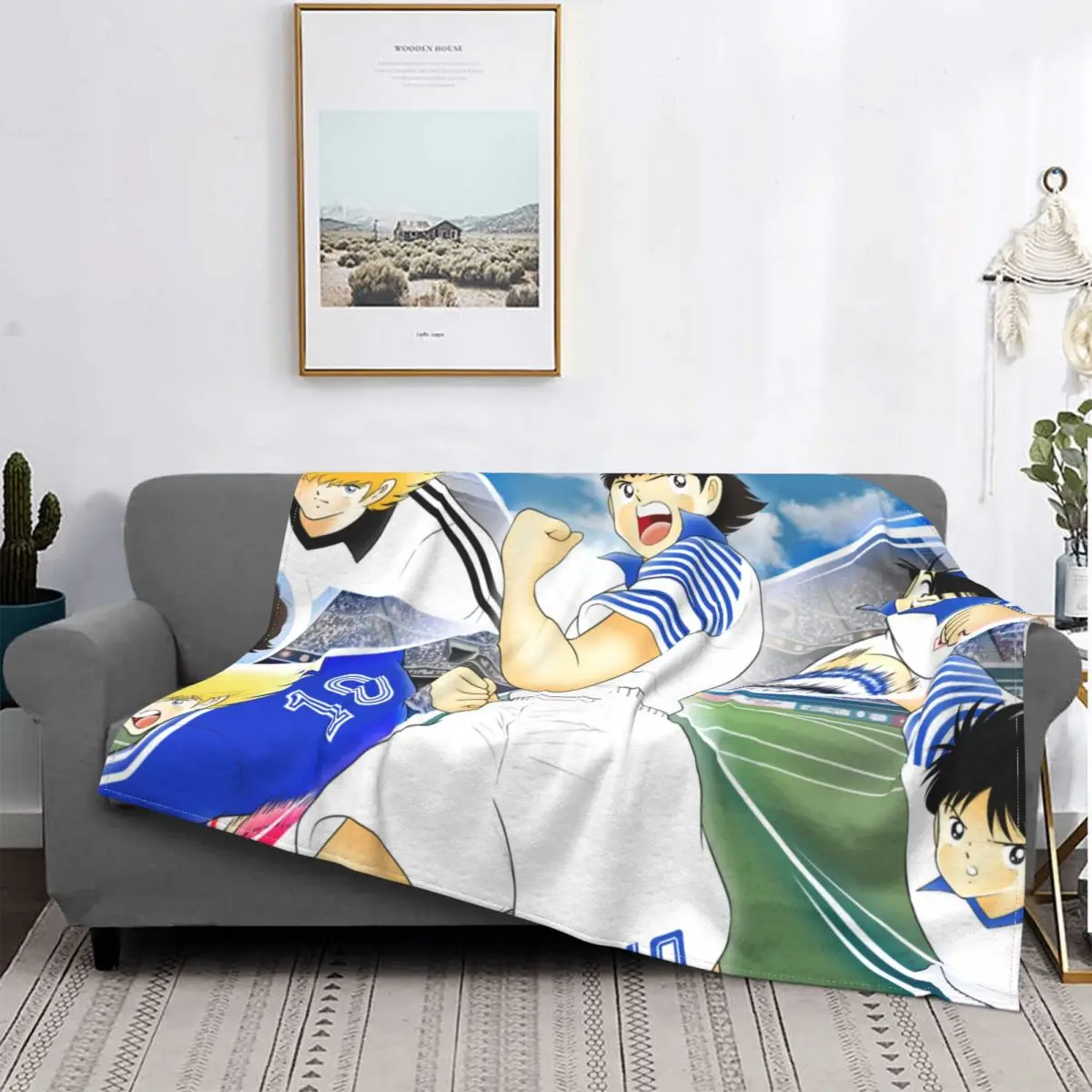 

Mantas cálidas portátiles de equipo de Anime japonés, ropa de cama de viaje, Captain Tsubasa Ozora