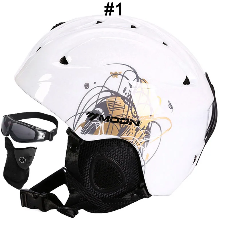 1 White Butterfly MOON скейтборд снег лыжный сноуборд шлем интегрально-Формованный Сверхлегкий дышащий Лыжный шлем CE сертификация S/M/L/XL - Цвет: 1 White Butterfly