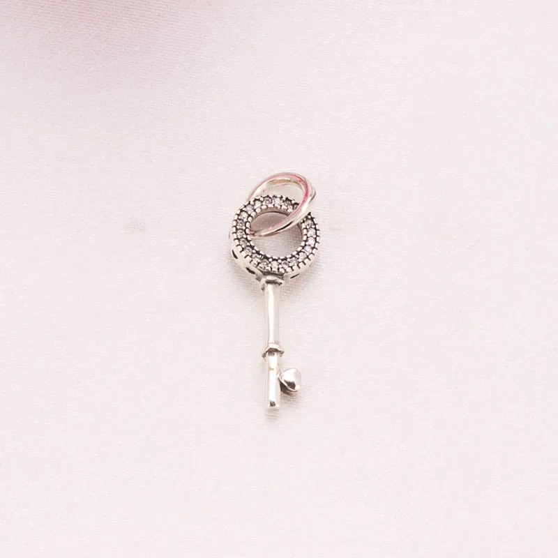 

Original 925 Sterling Silver Charm New Crystal Key Pendant Fit Pandora Women Bracelet & Necklace Diy Jewelry