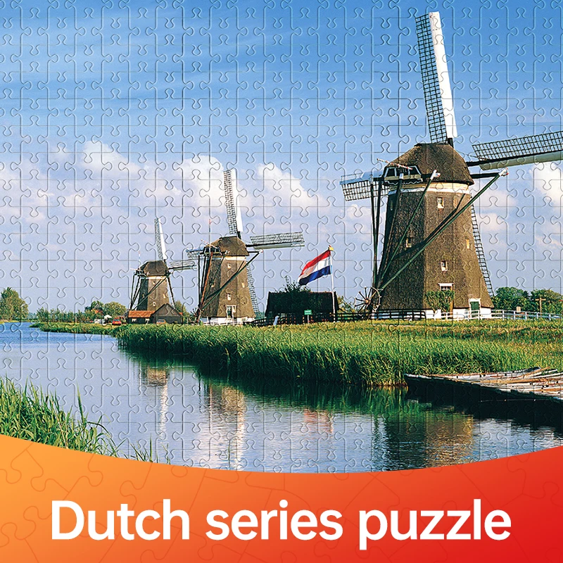 1000 штук голландских пейзажей головоломки для взрослых детей фокусируется на