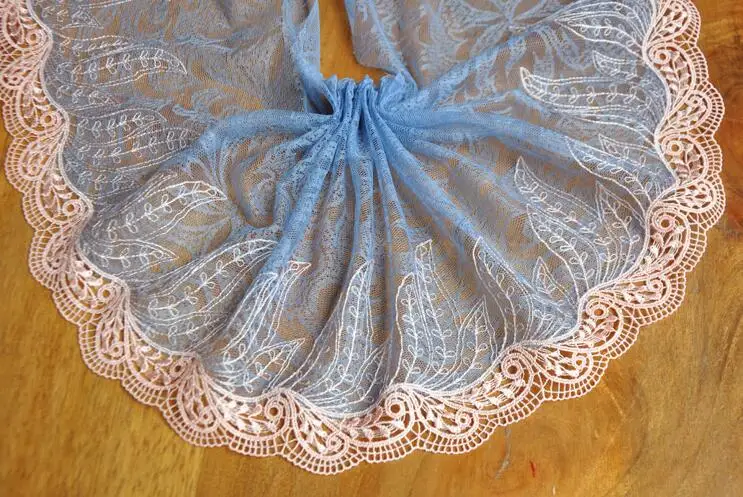 18cm 1 метр синяя серия ручной работы DIY аксессуары для одежды Свадебная Цветочная вышивка кружева ткани шторы диван швейная кружевная отделка 20 см - Цвет: 18cm
