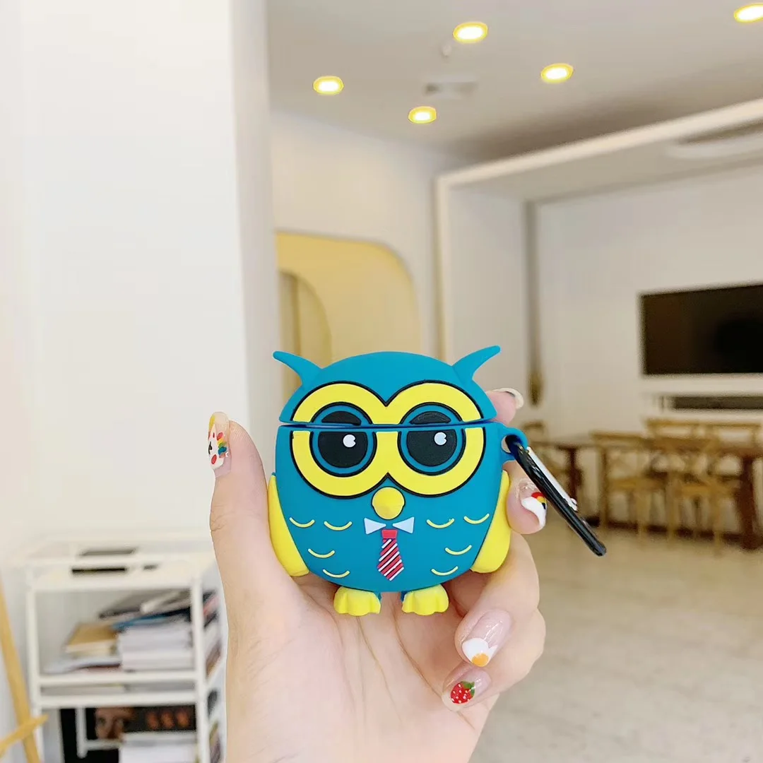Для AirPods чехол мультфильм сова красивый силикон защитный чехол мода Bluetooth беспроводные наушники чехол для Air pods 1/2 крышка