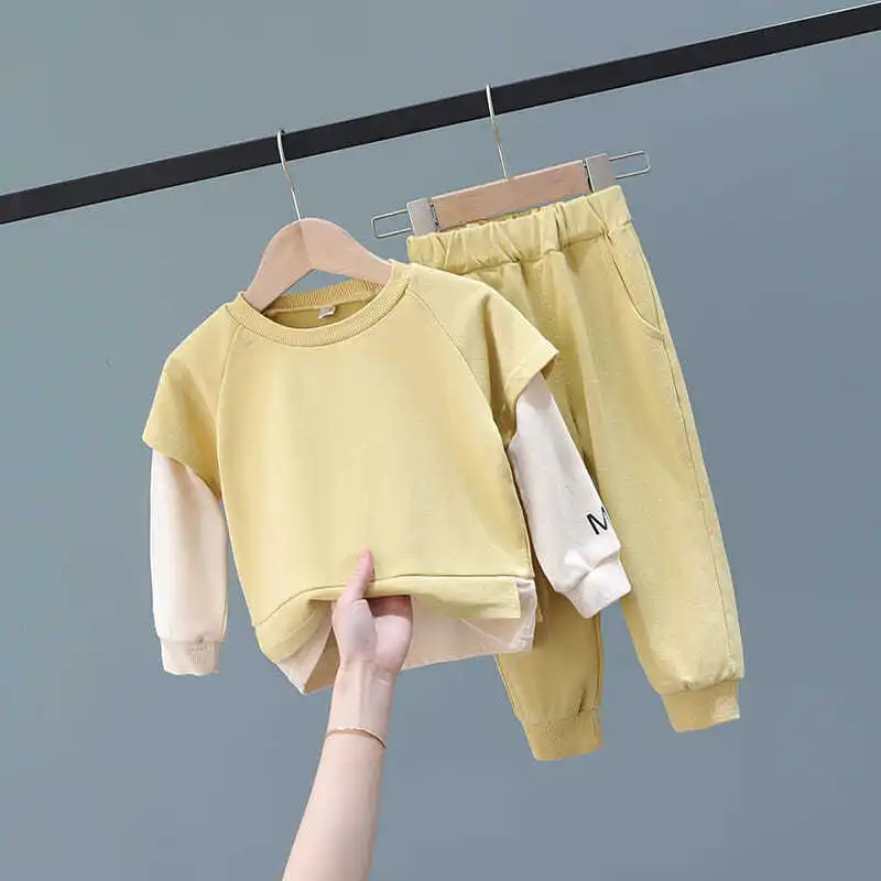 Boys Clothes Set Long Sleeve T Shirts Pants Baby Cotton Solid Color Clothing Spring Autumn Toddler Boy | Детская одежда и обувь