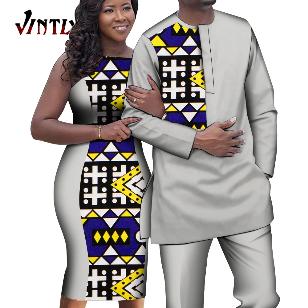 Африканские парные наряды женские платья без рукавов слизь и Дашики мужская