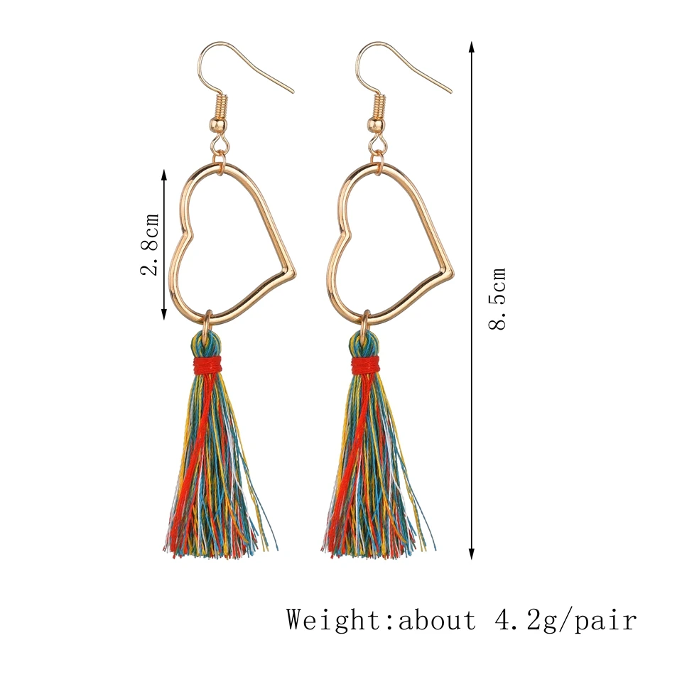 Новые богемные массивные Серьги-кисточки золотого цвета в форме сердца висячие